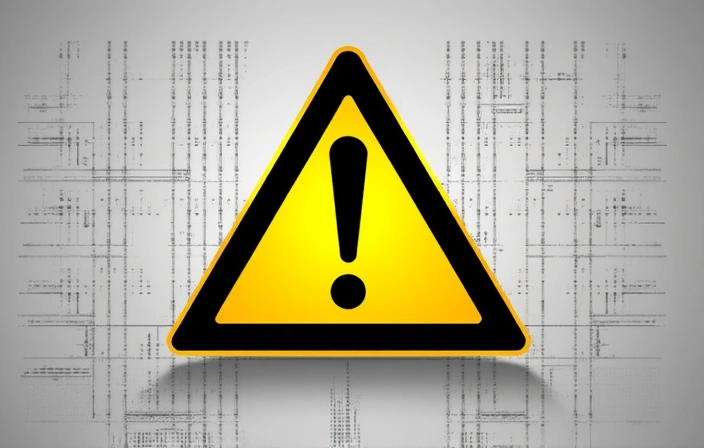 Disclaimer warning sign with abstract data flowing in the background